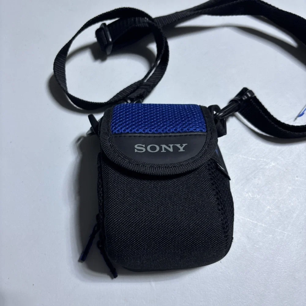 Sony Cybershot Digital Camera Padded Case Blue & Black Carry Strap & Belt Loop